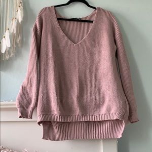 High Low Pink Chunky Sweater